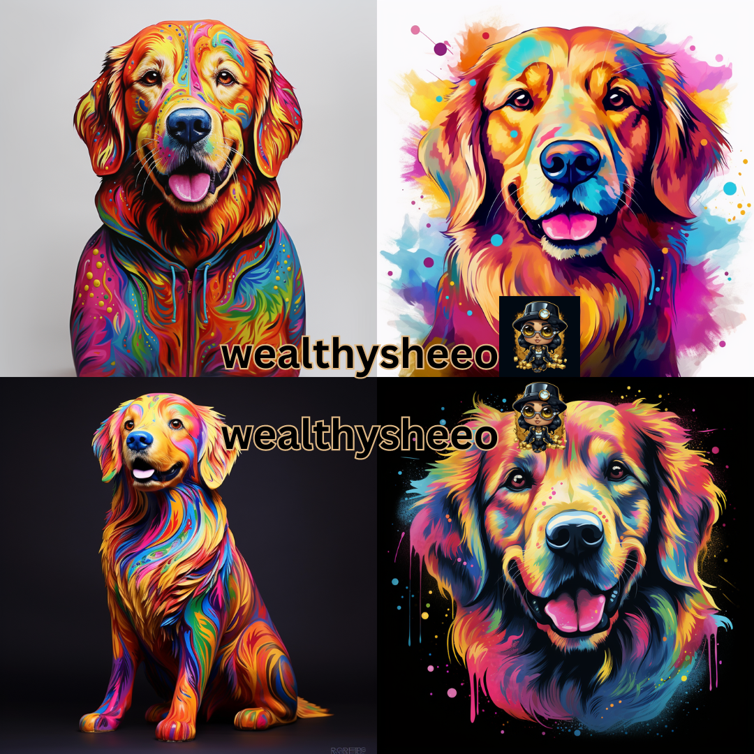 Colorful Golden Retrievers