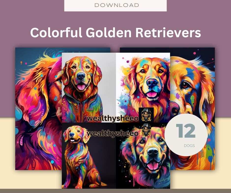 Colorful Golden Retrievers